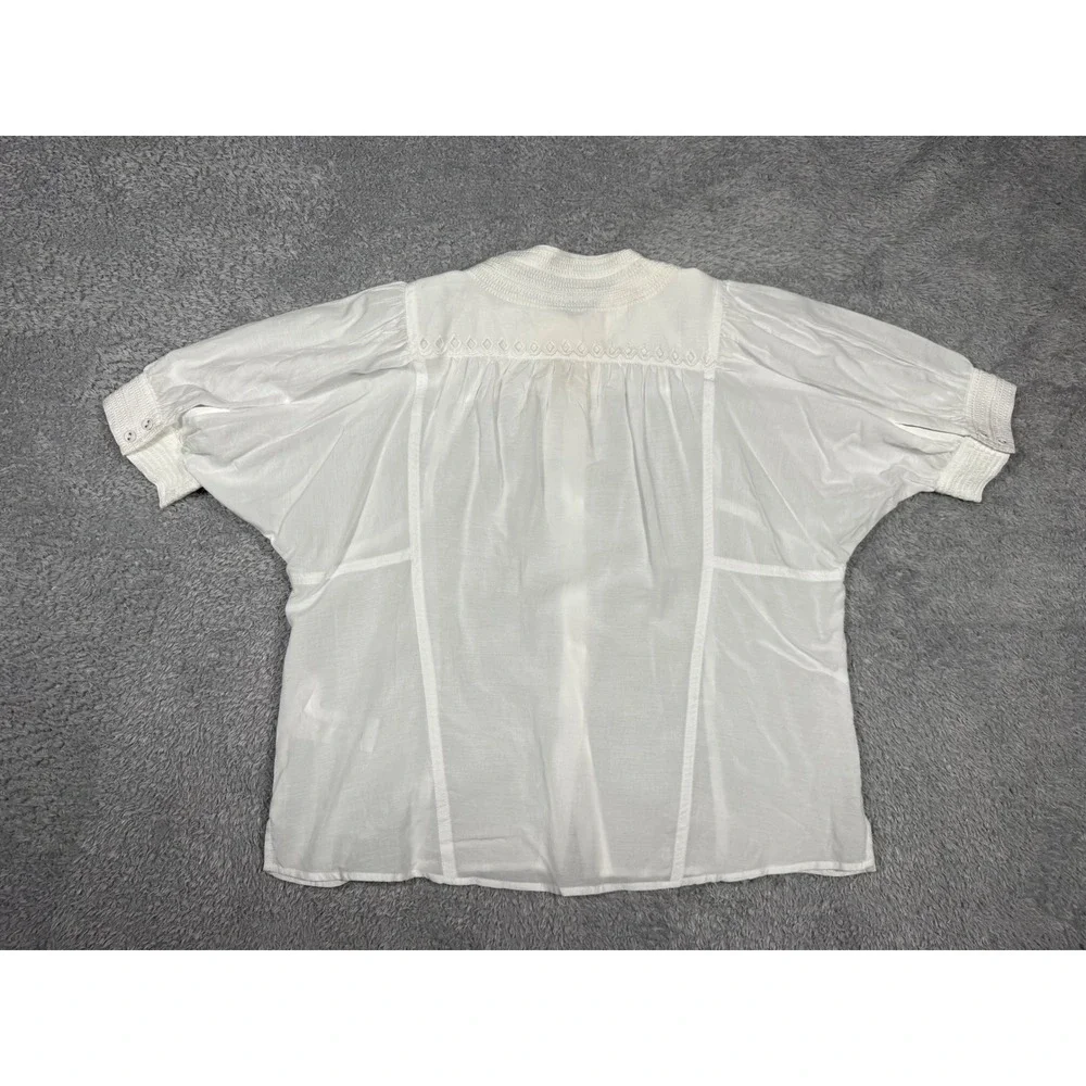 Madewell Eyelet Smocked Blouse Womens 2 White NWT Boho Puff Sleeve NW062